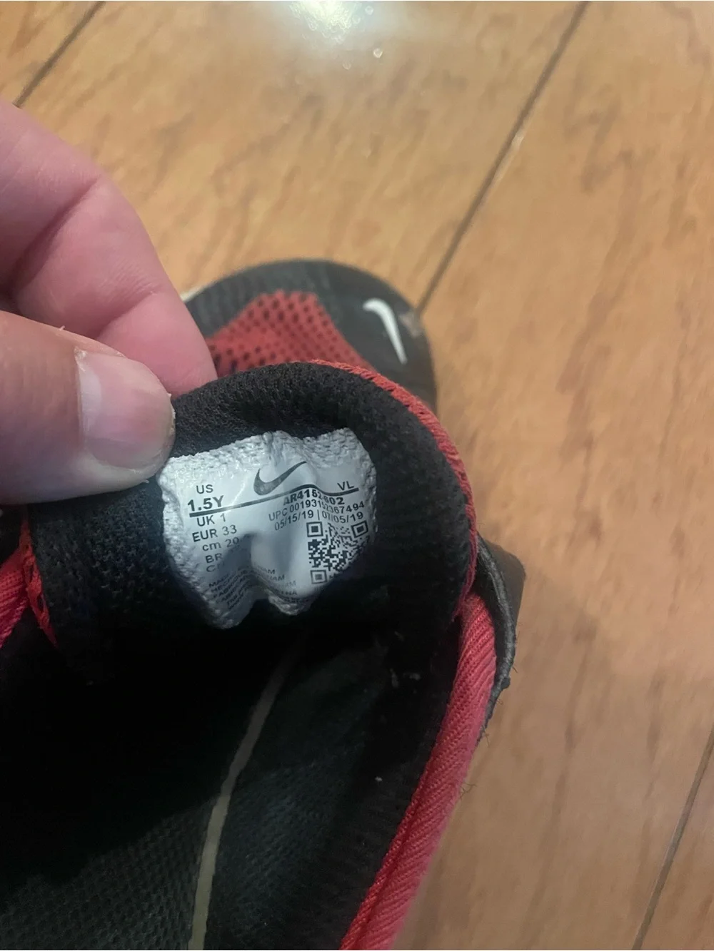 Nike Kids Red and Black Velcro Athletic Sneakers